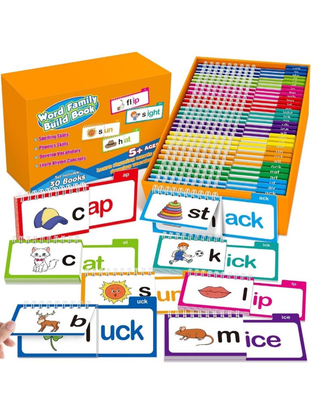 Phonics Flash Cards & Rhyme Flip Books for Kids - Learn to Read & Sight Words